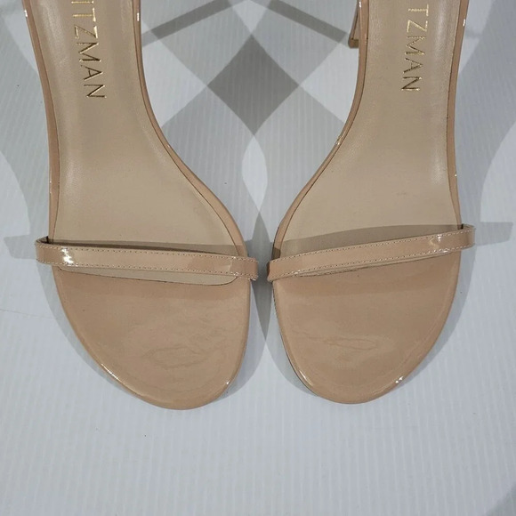 Stuart Weitzman Nudistsong Heel Ankle Strap Sandal Adobe Tan Leather Size 10 - Picture 7 of 16